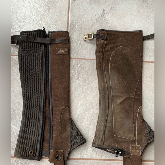 Equestrian suede brown half chaps - Picture 2 of 6